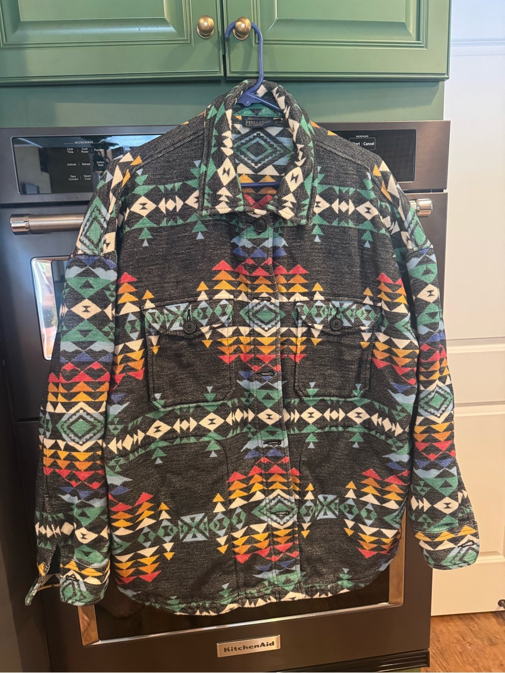 Pendleton Charcoal Jacket with Multicolor Geometric Pattern